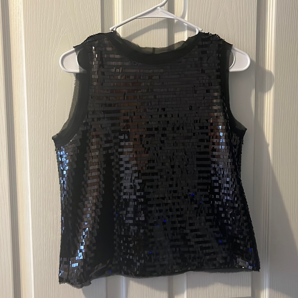 Womens  Who What Wear Sexy Black Sequin Top size S